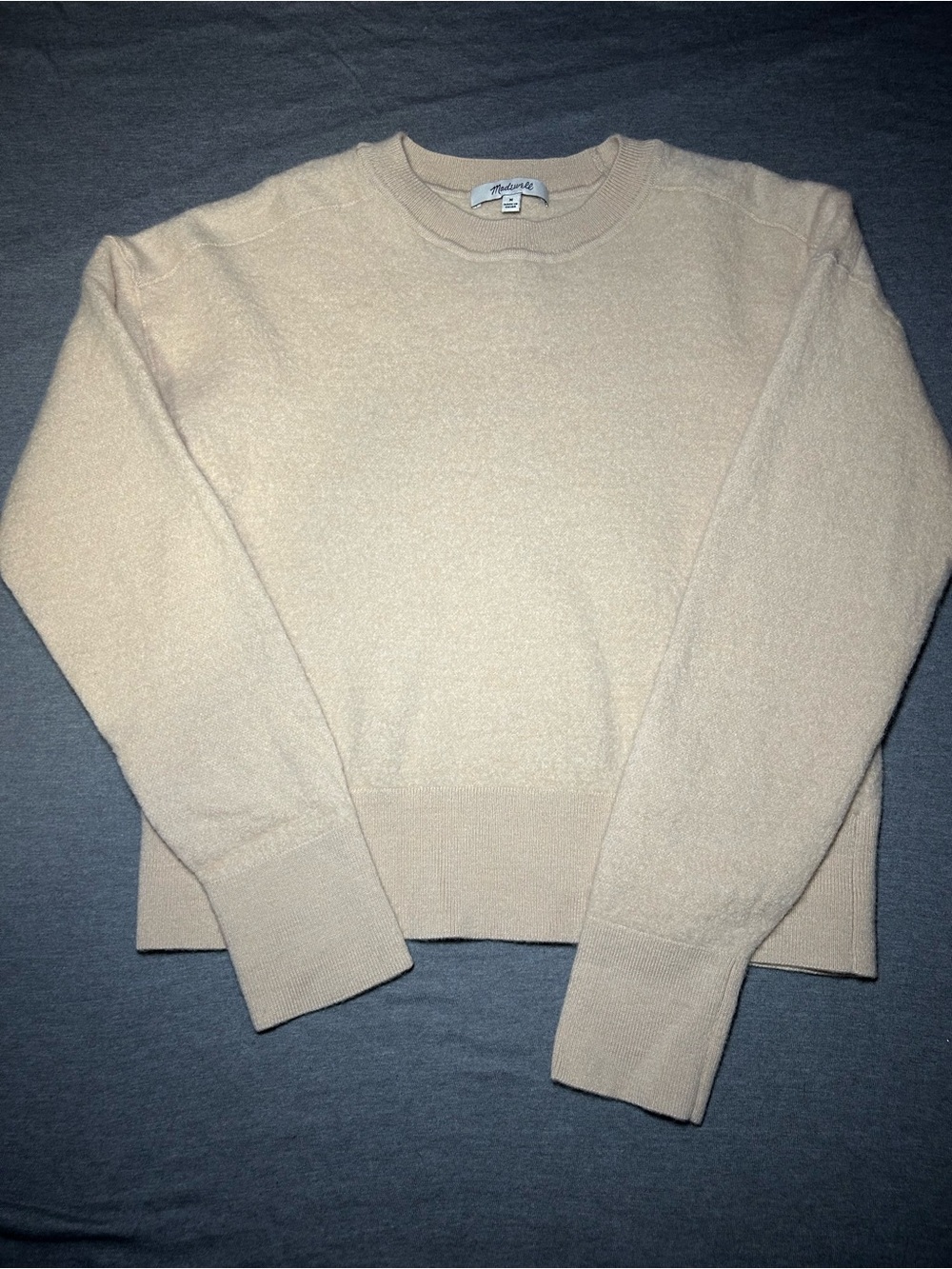 Madewell 100% Merino Wool Light Cream Crewneck Sweater
